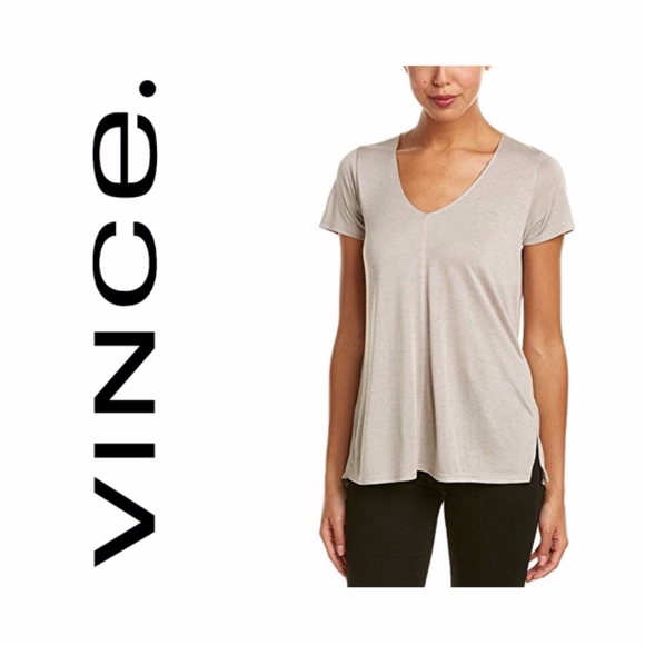 Vince Tops - Vince V-Neck Tee  SZ XS Oyster